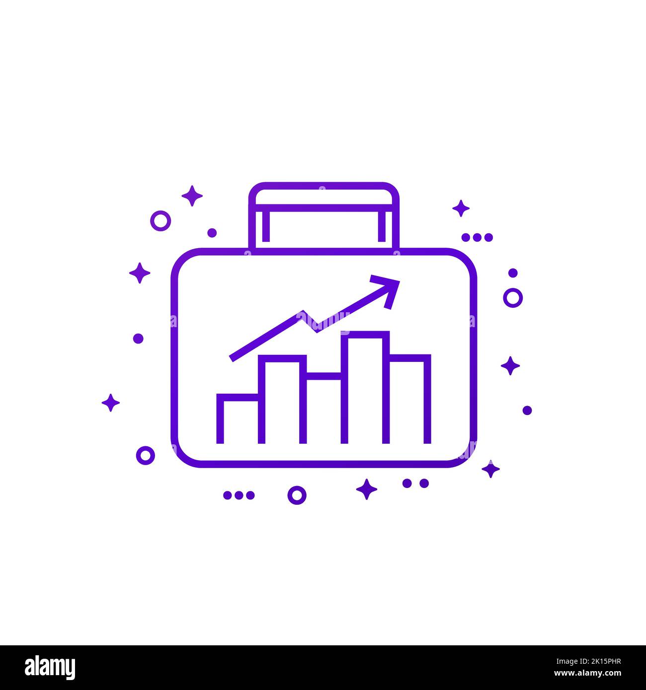 Growing portfolio line icon on white Stock Vector
