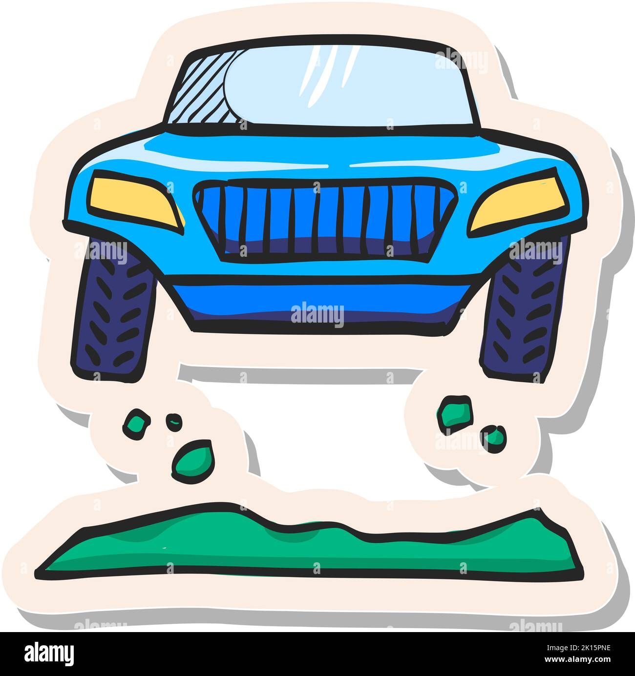 Hand drawn Rally car icon in sticker style vector illustration Stock ...