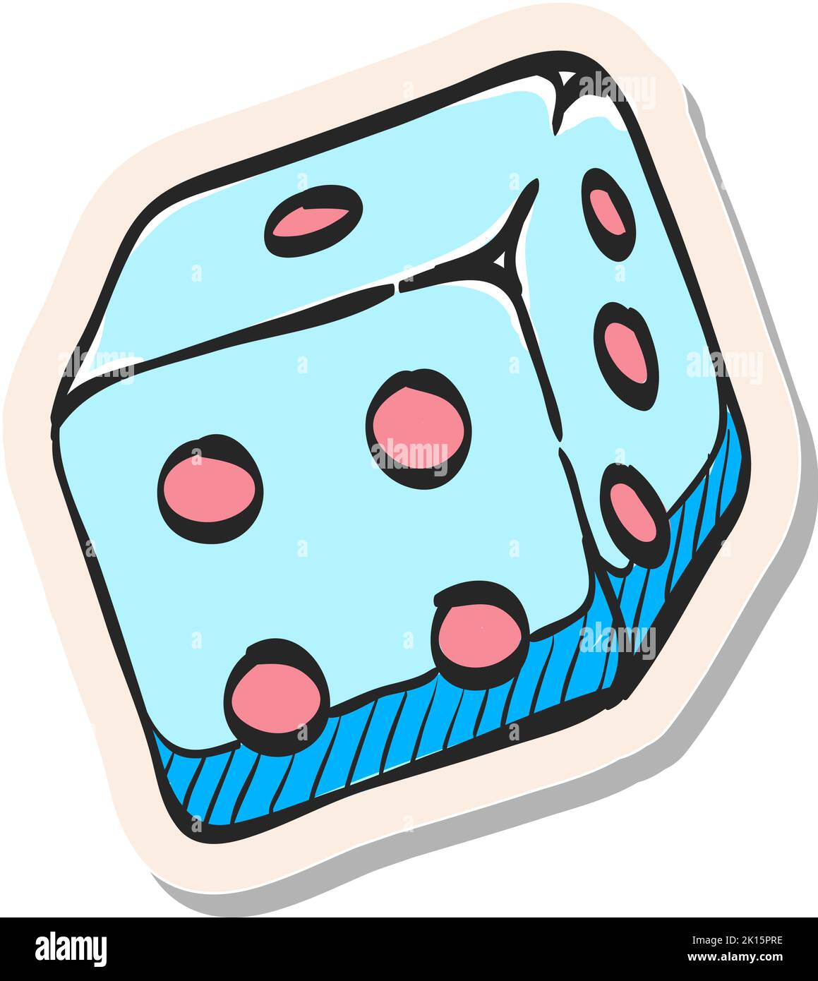 Hand drawn Dice icon in sticker style vector illustration Stock Vector