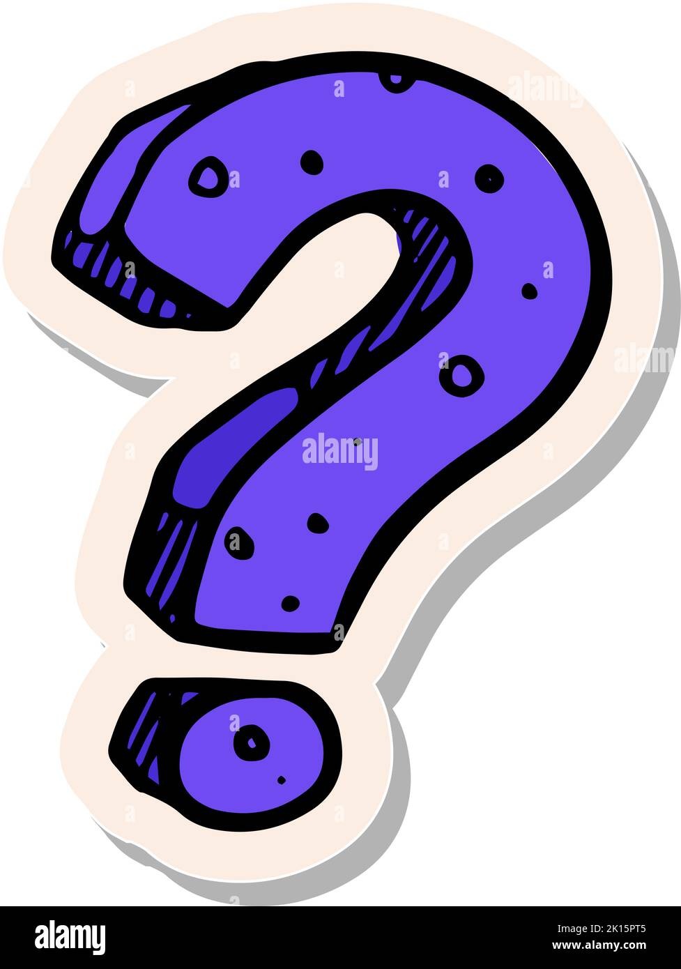 Hand drawn question mark symbol in sticker style vector illustration ...