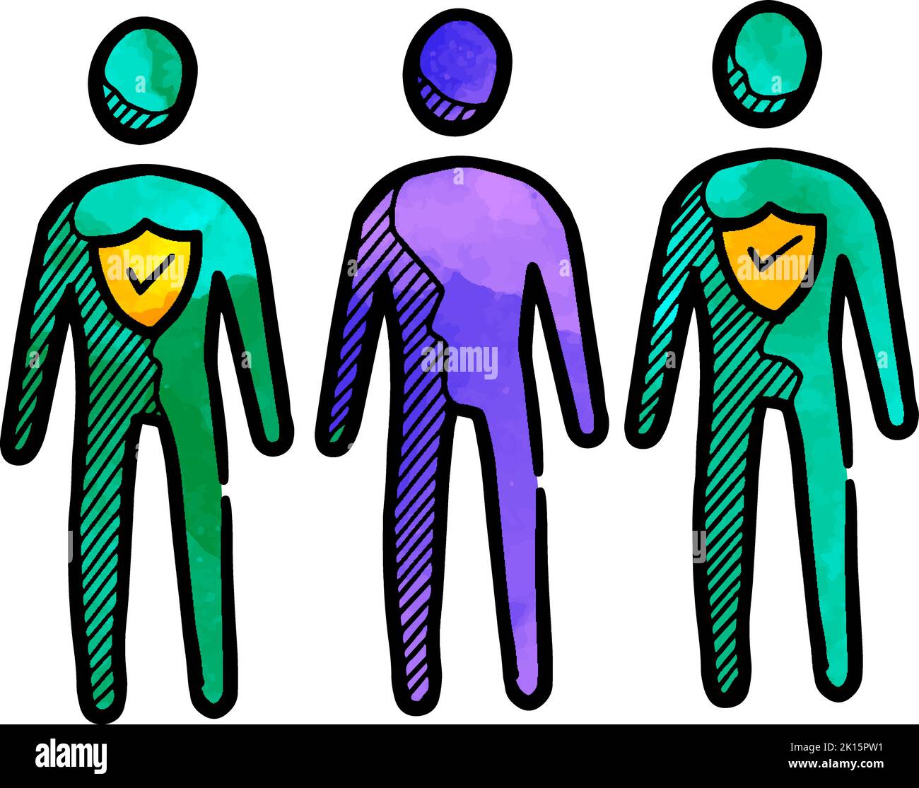 Watercolor style hand drawn herd immunity concept icon Stock Vector ...