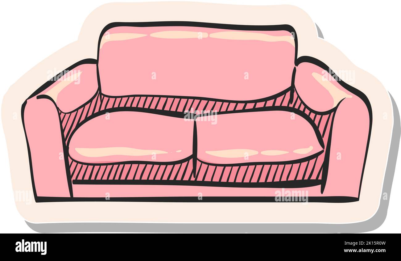 Hand drawn Couch icon in sticker style vector illustration Stock Vector ...