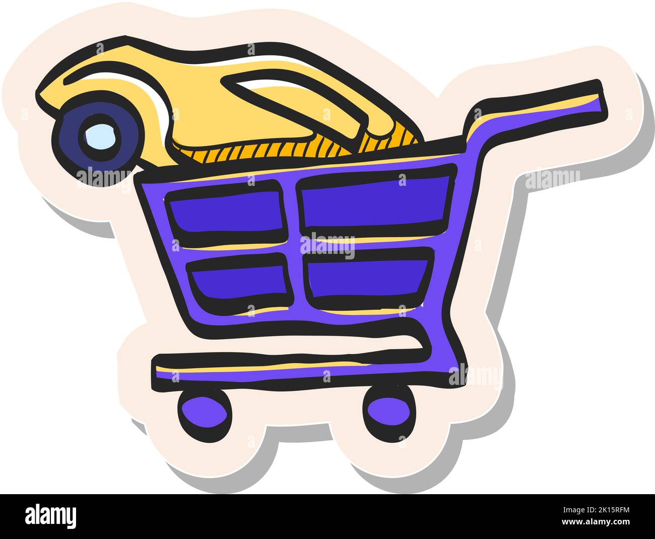 Hand drawn Car shopping icon in sticker style vector illustration Stock ...