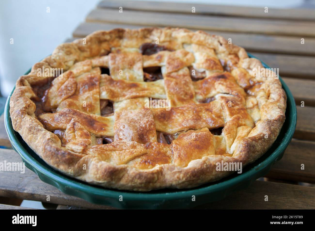 Fresh homemade apple pie with a lattice crust Stock Photo Alamy