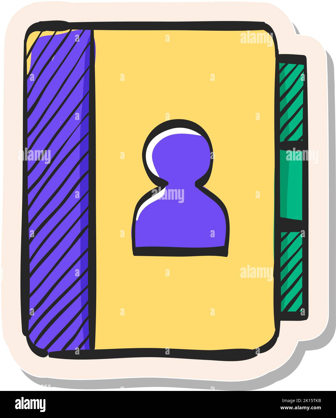 Hand drawn Address book icon in sticker style vector illustration Stock