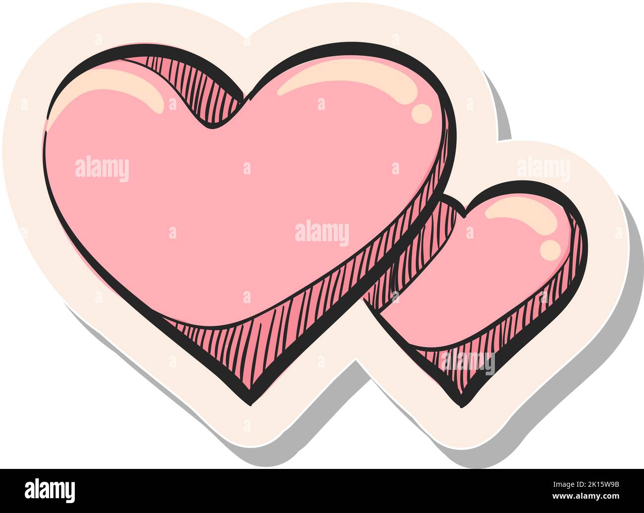 Hand drawn Heart shape icon in sticker style vector illustration Stock ...