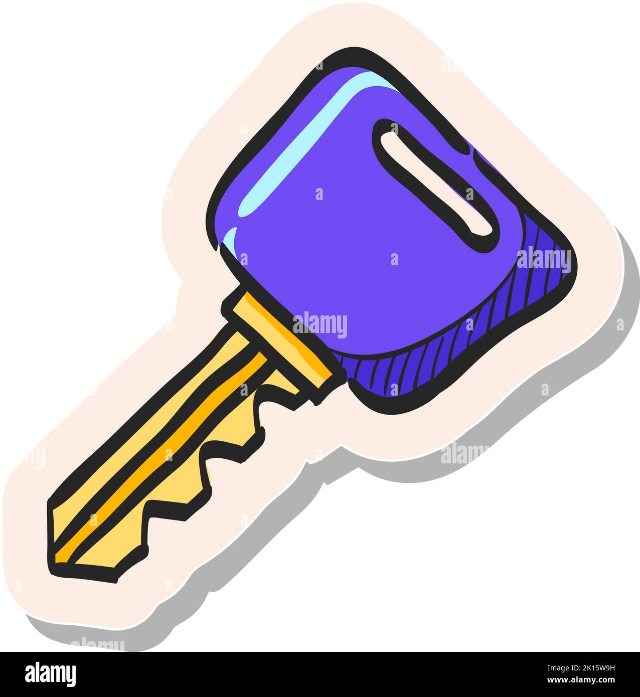 Hand drawn Key icon in sticker style vector illustration Stock Vector ...