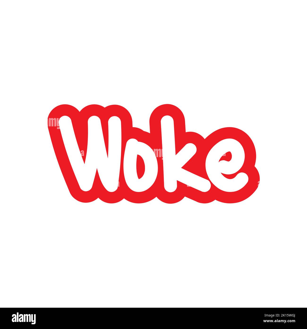 Woke Gen Z Slang Word Sticker. Woke is Spiritual and intellectual enlightenment, like waking up from a deep sleep and seeing things clearly for the fi Stock Vector