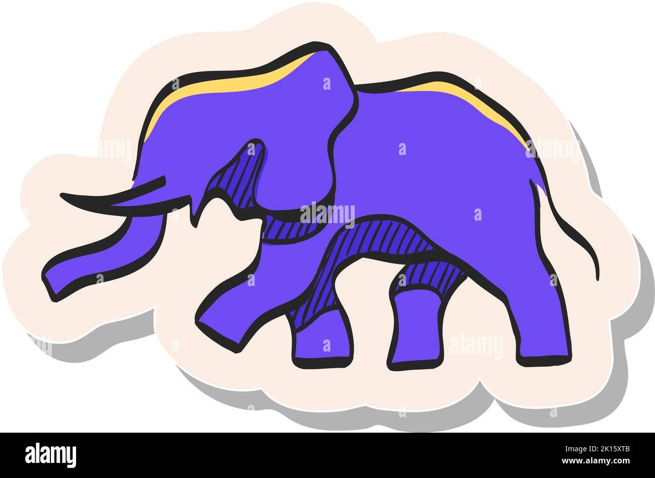 Hand drawn Elephant icon in sticker style vector illustration Stock ...