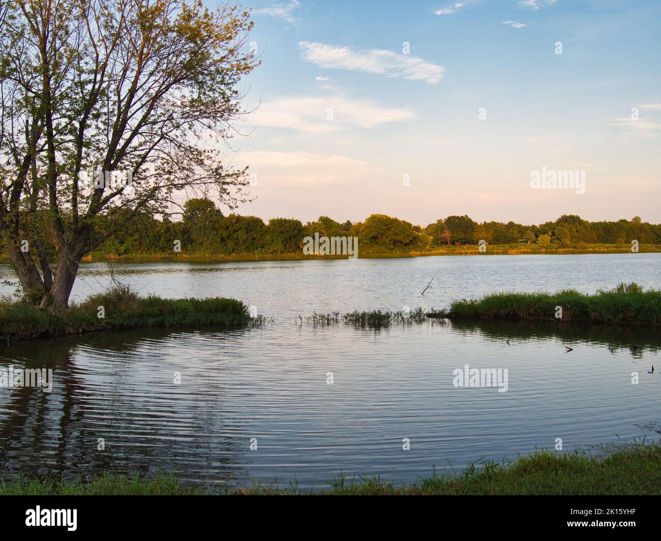 Scenic Pond at Veterans Park in Spring Hill Kansas Stock Photo
