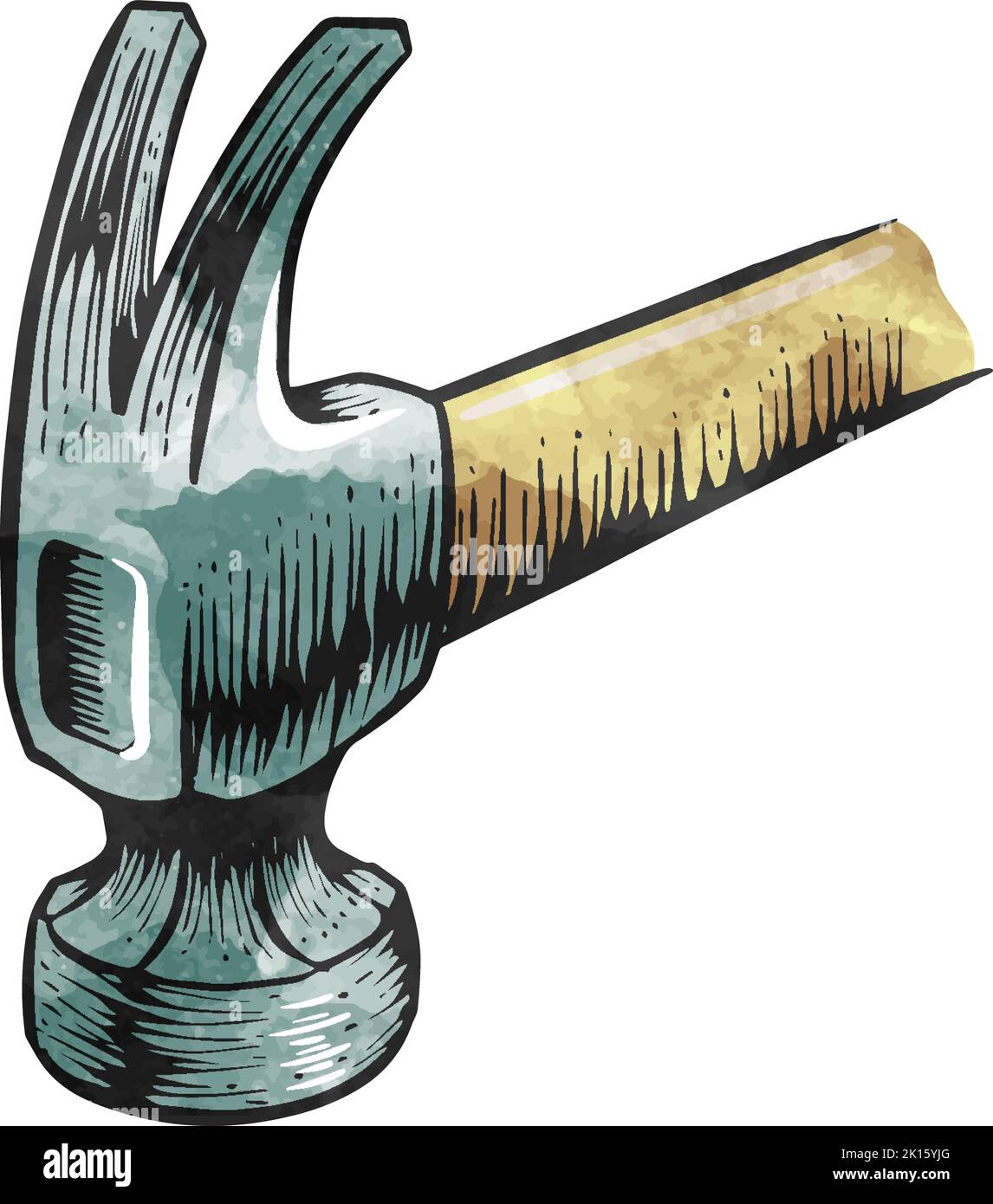 Watercolor style claw hammer icon woodworking tool Stock Vector Image ...