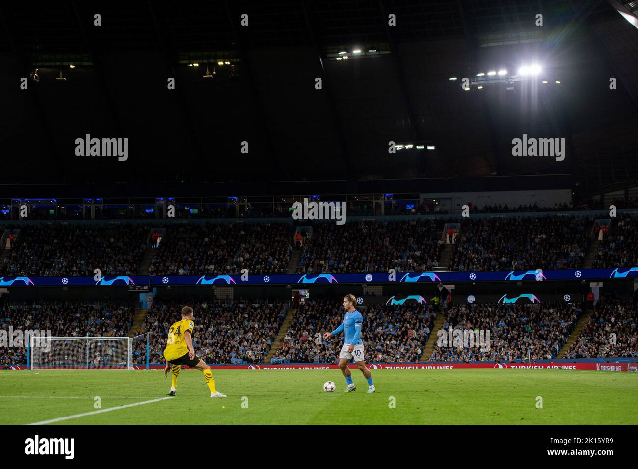 MANCHESTER, ENGLAND - SEPTEMBER 14: Jack Grealish of Manchester City during the UEFA Champions League group G match between Manchester City and Boruss Stock Photo