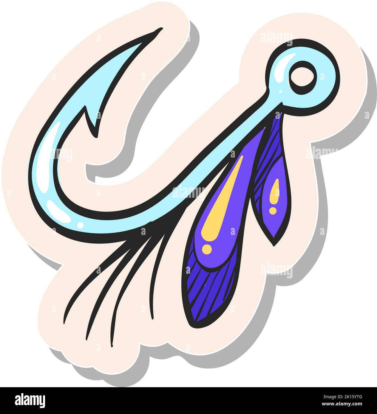Hand drawn Fishing lure icon in sticker style vector illustration Stock ...
