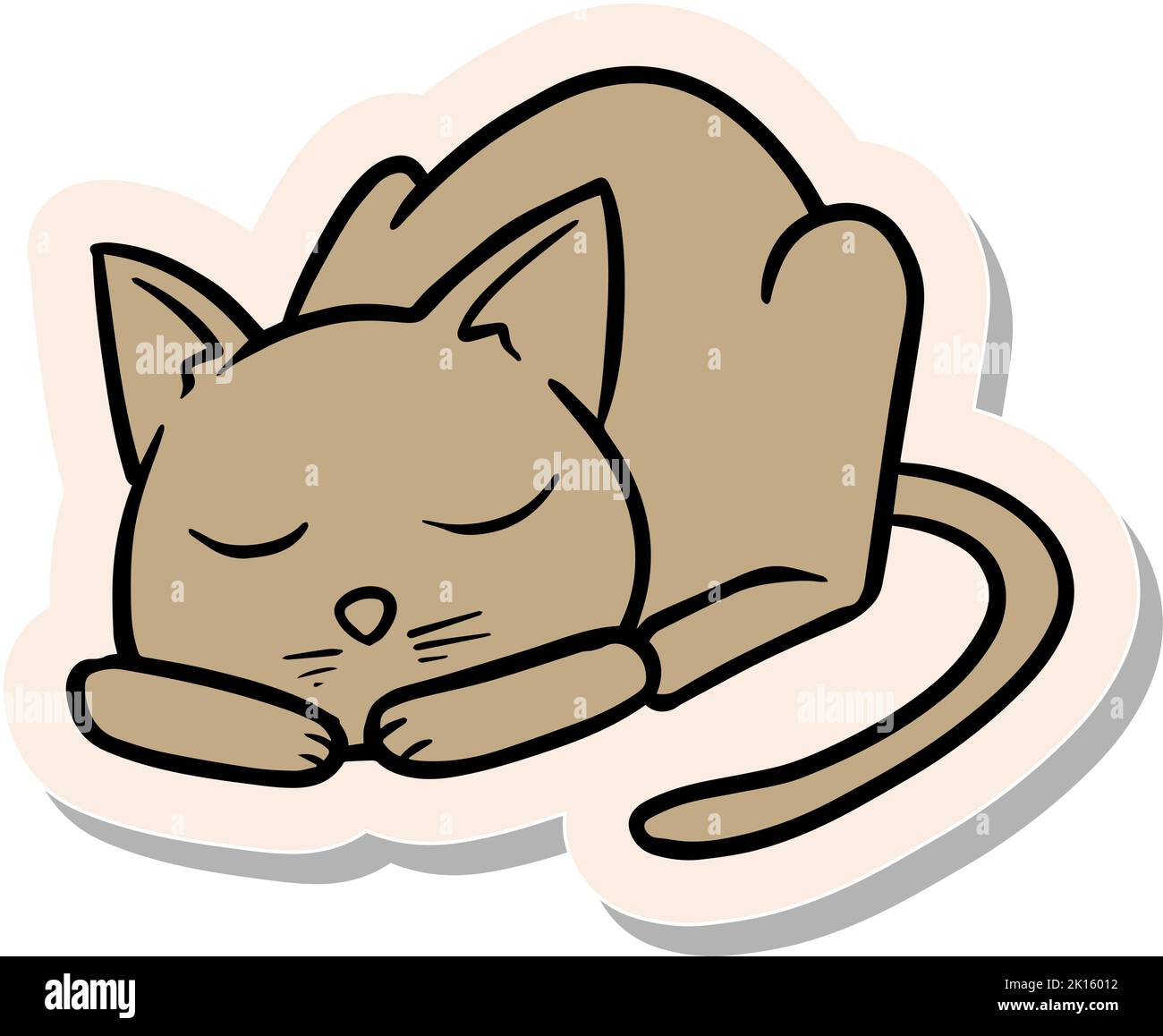 Hand drawn sleeping cat in sticker style vector illustration Stock ...