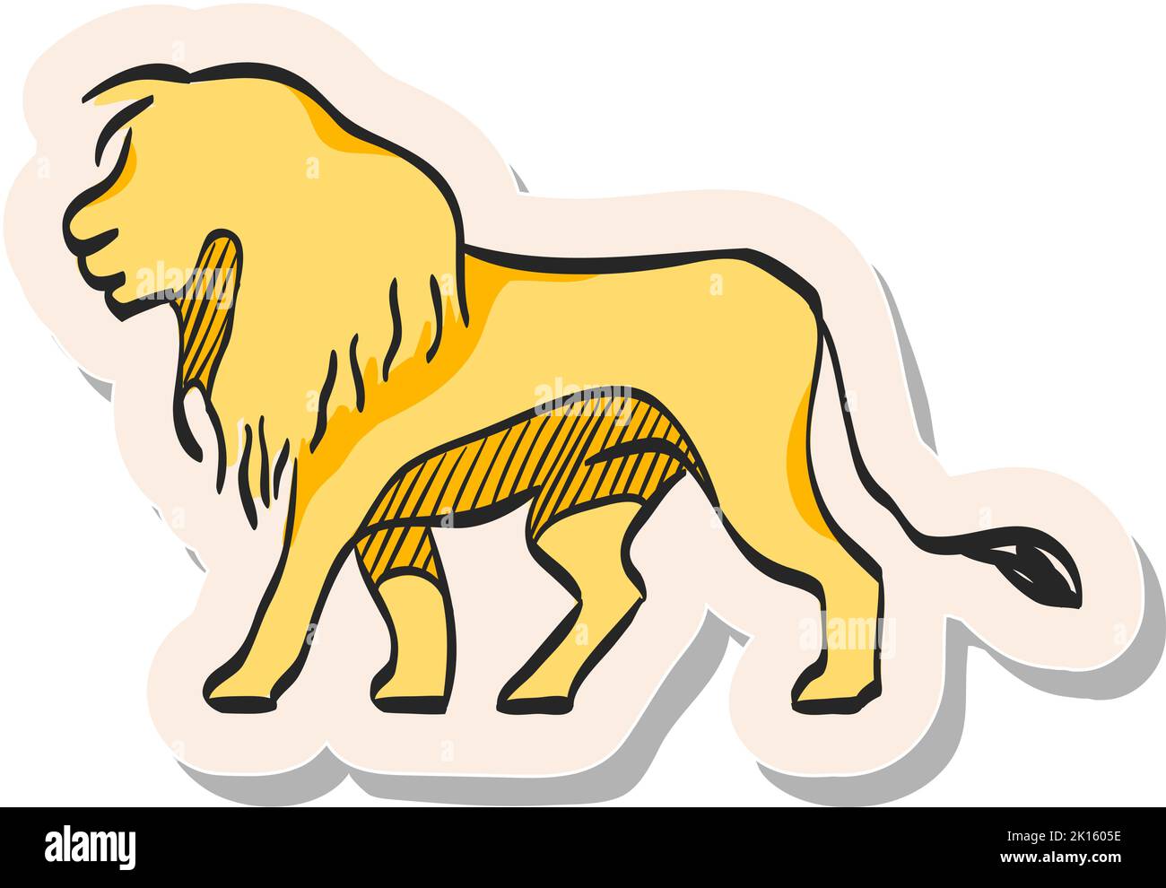 Hand drawn Lion icon in sticker style vector illustration Stock Vector ...