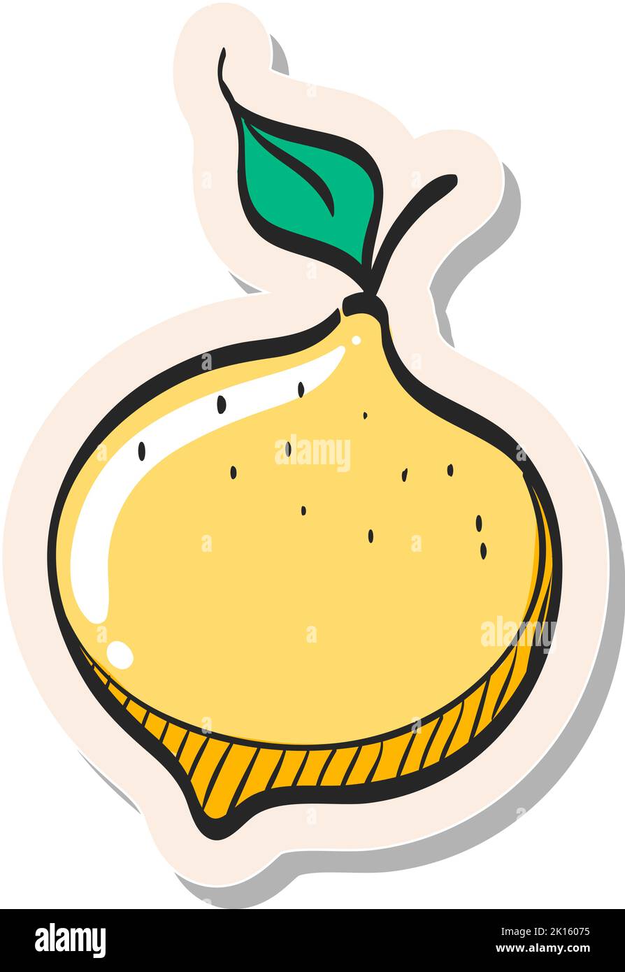 Hand drawn Lemon icon in sticker style vector illustration Stock Vector ...