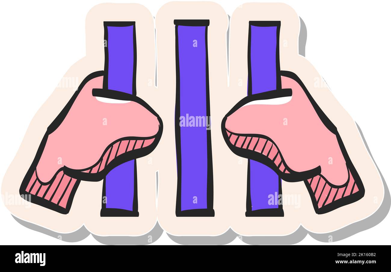Hand drawn Jail icon in sticker style vector illustration Stock Vector ...