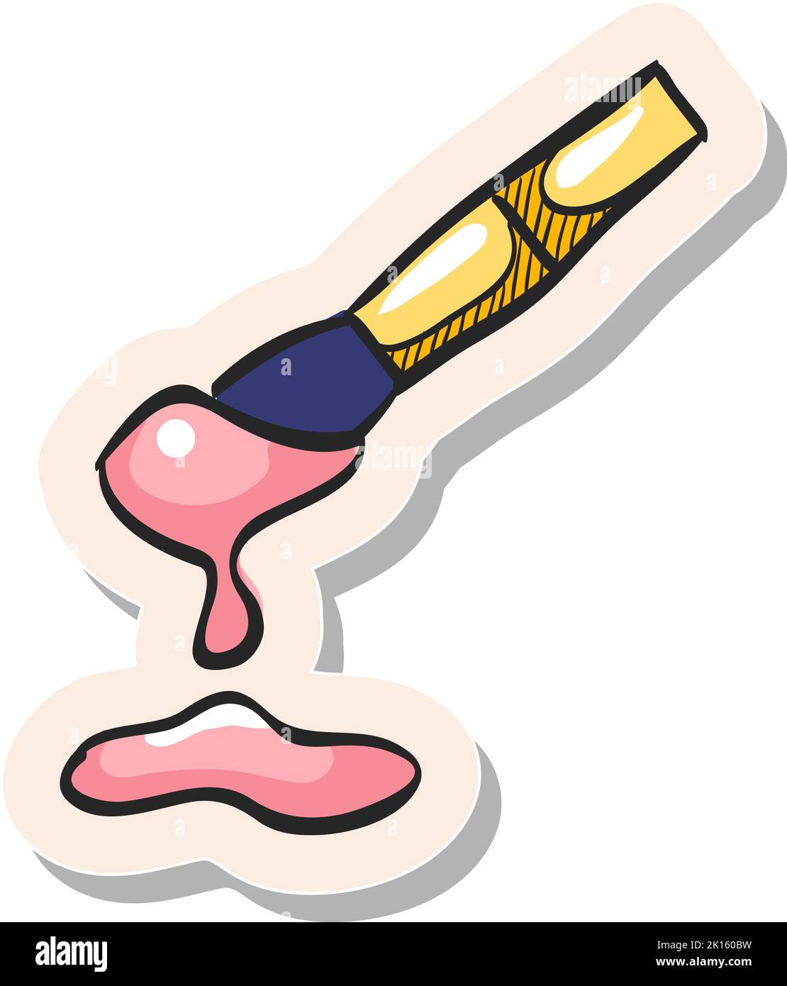Hand drawn Paint brush icon in sticker style vector illustration Stock ...