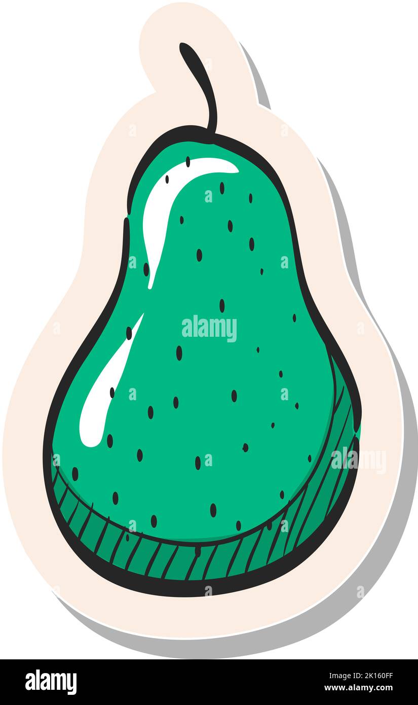 Hand drawn Pear icon in sticker style vector illustration Stock Vector ...