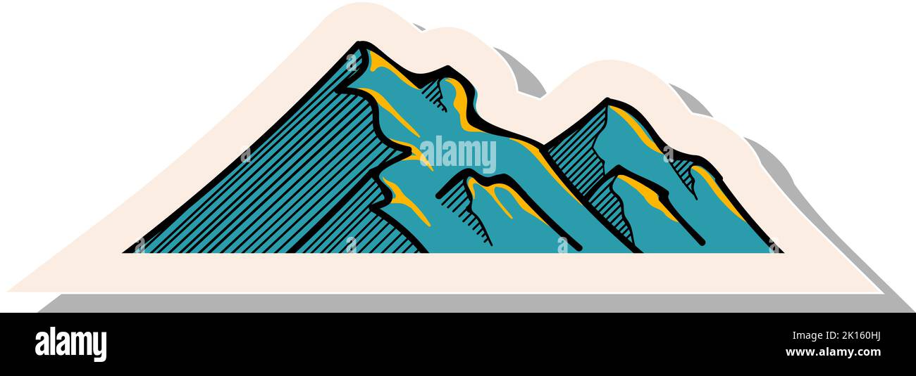 Hand drawn mountains in sticker style vector illustration Stock Vector ...
