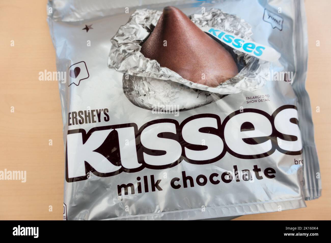Close up of Kisses milk chocolate Stock Photo