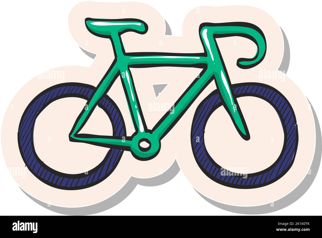 Hand drawn Road bicycle icon in sticker style vector illustration Stock ...