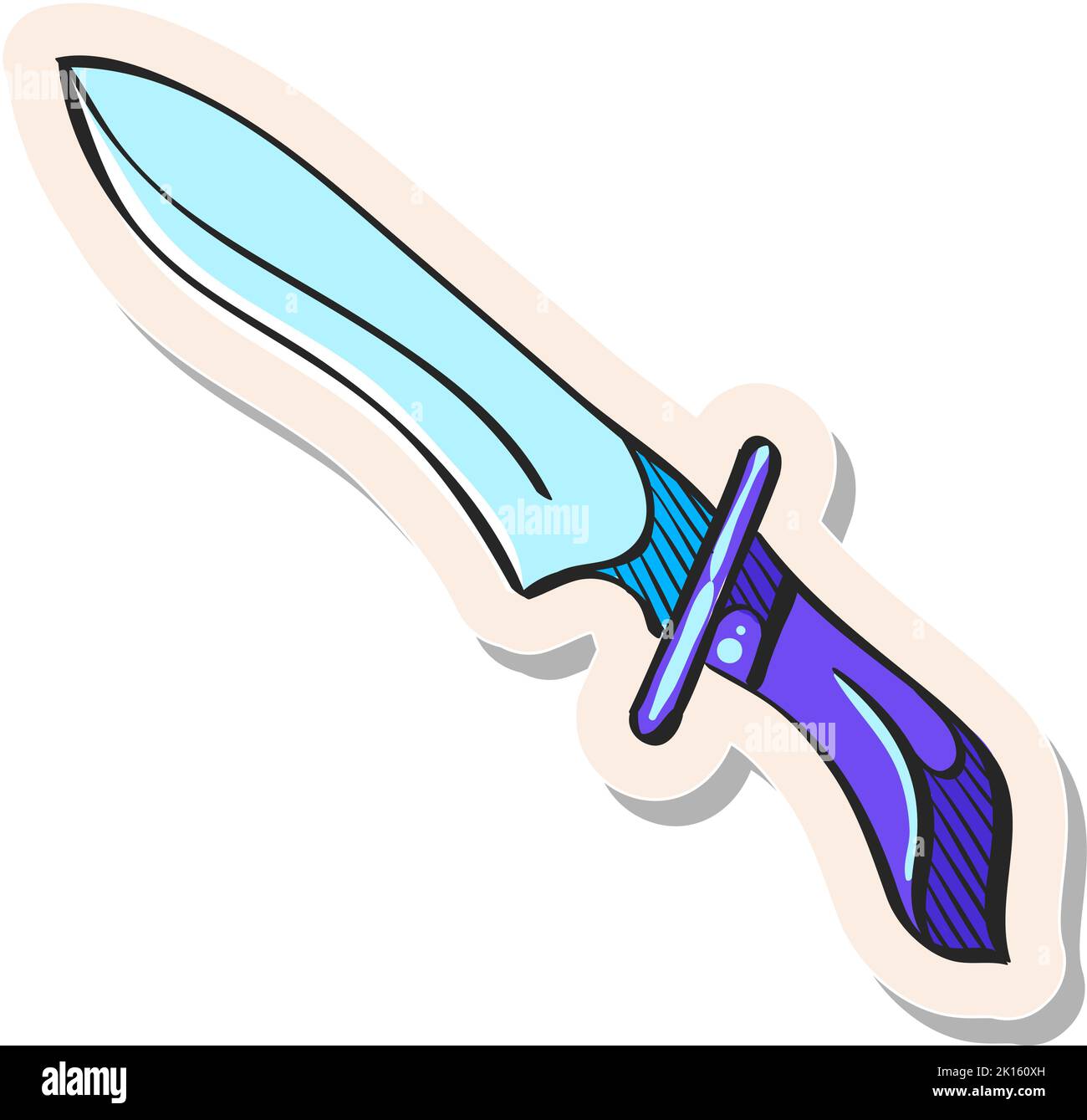 Hand drawn Knife icon in sticker style vector illustration Stock Vector