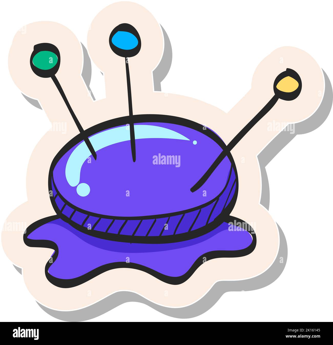 Hand drawn Pincushion icon in sticker style vector illustration Stock ...