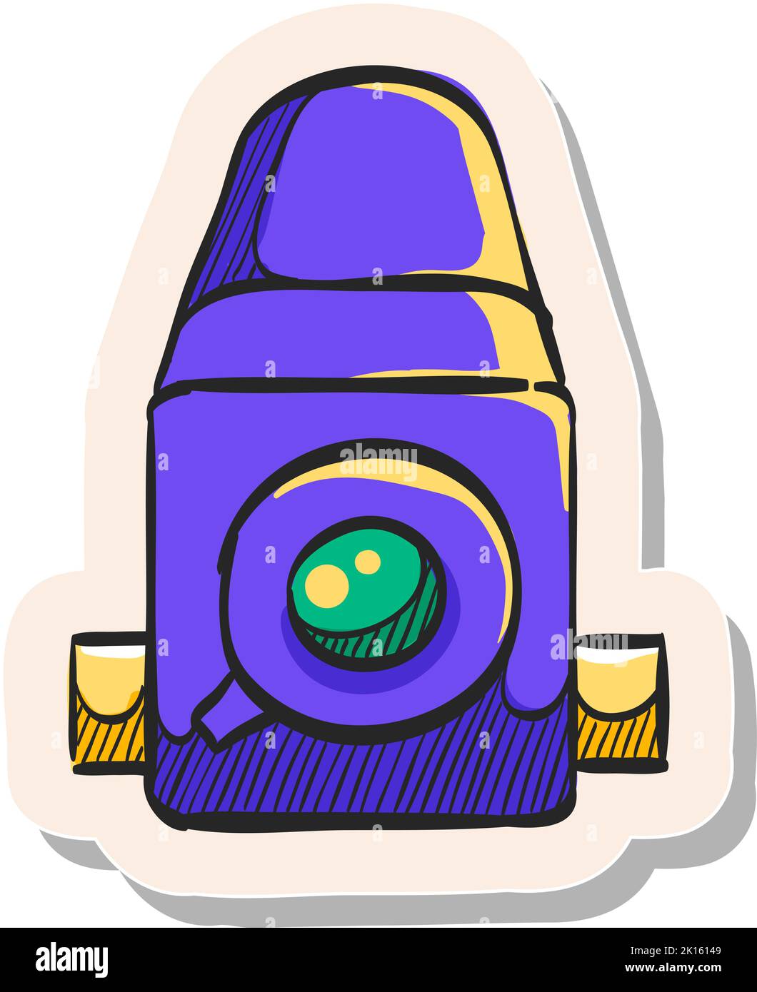 Hand drawn Camera icon in sticker style vector illustration Stock Vector