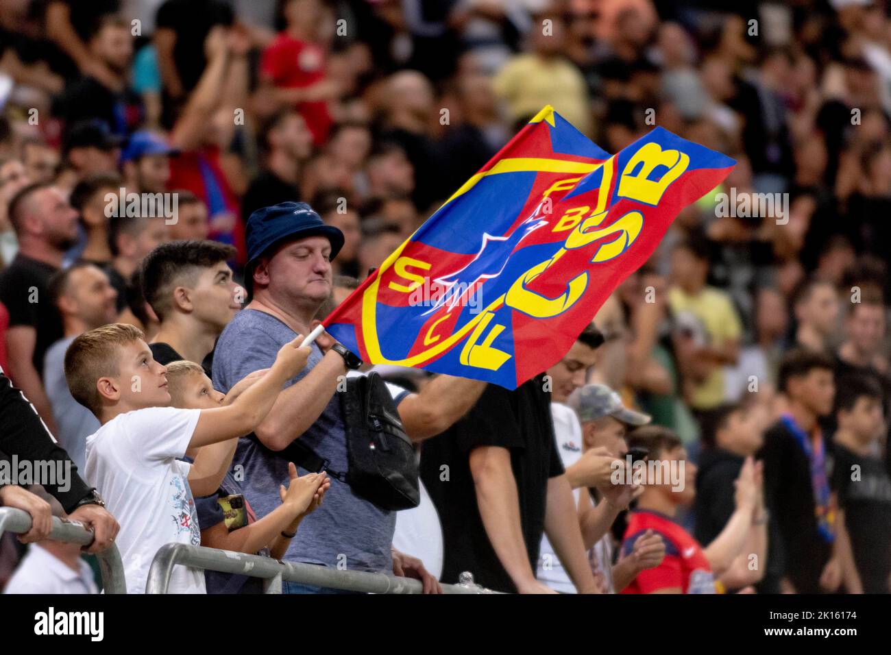 Bucharest, Romania. 16th Sep, 2022. September 16, 2022: FCSB fans during of the UEFA Europa Conference League group B match between FCSB Bucharest and RSC Anderlecht at National Arena Stadium in Bucharest, Romania ROU. Catalin Soare/Cronos Credit: Cronos/Alamy Live News Stock Photo