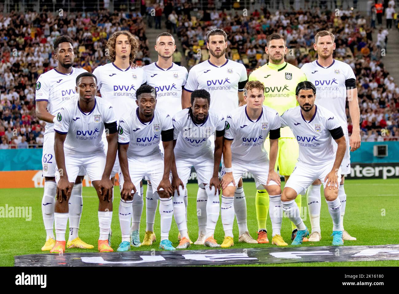 Bucharest, Romania. 15th Sep, 2022. September 15, 2022: RSC Anderlecht team ahead of the UEFA Europa Conference League group B match between FCSB Bucharest and RSC Anderlecht at National Arena Stadium in Bucharest, Romania ROU. Catalin Soare/Cronos Credit: Cronos/Alamy Live News Stock Photo