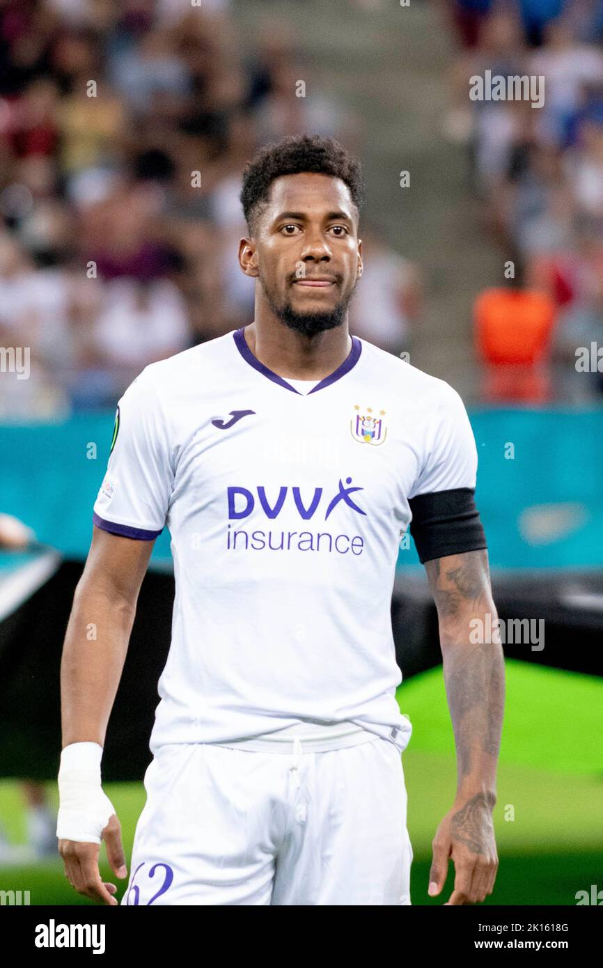 Bucharest, Romania. 16th Sep, 2022. September 16, 2022: Michael Murillo #62 of RSC Anderlecht during of the UEFA Europa Conference League group B match between FCSB Bucharest and RSC Anderlecht at National Arena Stadium in Bucharest, Romania ROU. Catalin Soare/Cronos Credit: Cronos/Alamy Live News Stock Photo