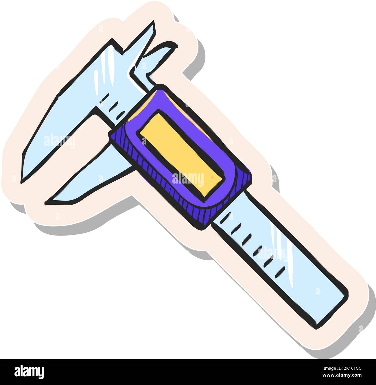 Hand drawn Digital caliper icon in sticker style vector illustration