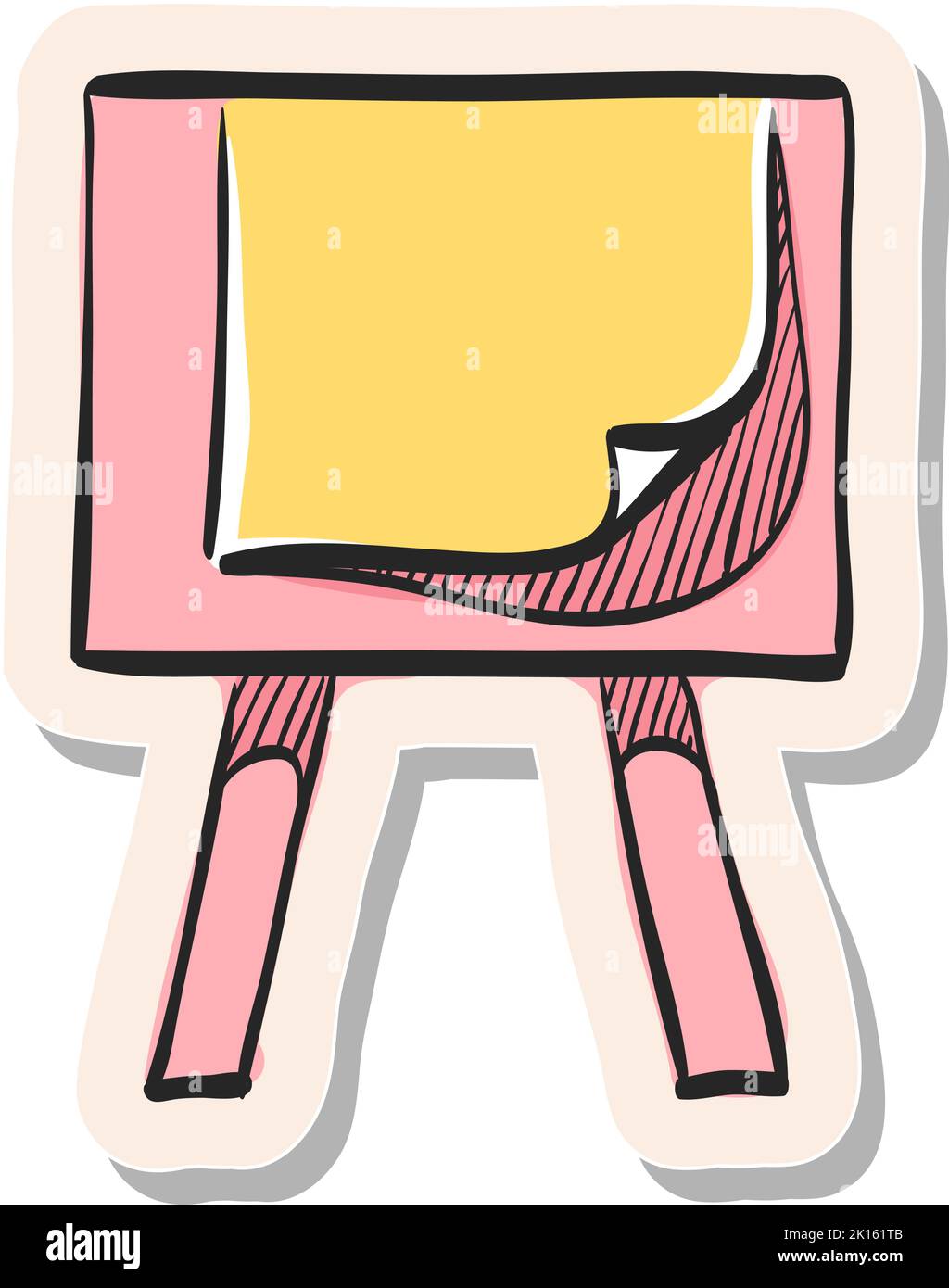 Hand drawn Painting stand icon in sticker style vector illustration