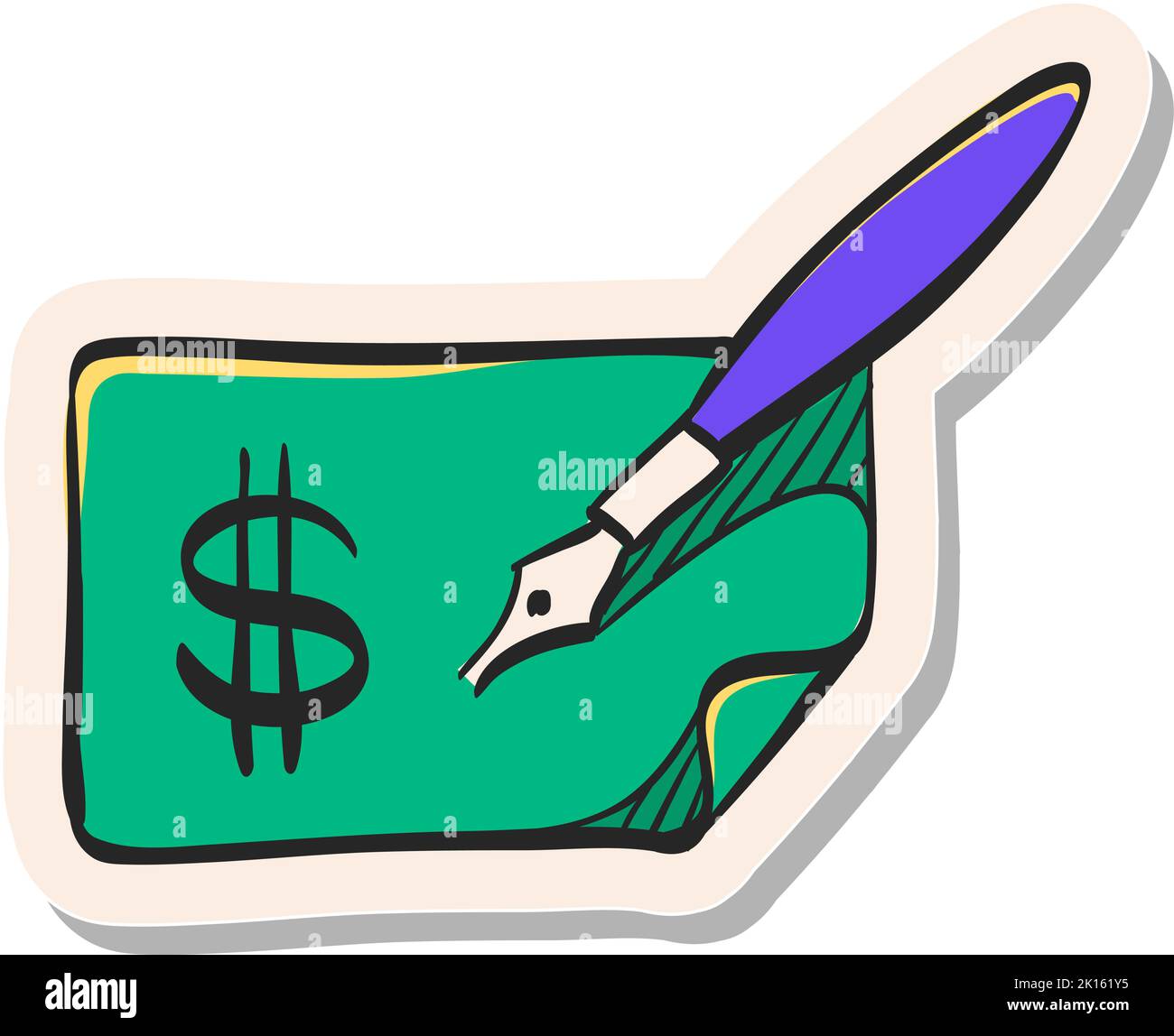Hand drawn Check icon in sticker style vector illustration Stock Vector ...