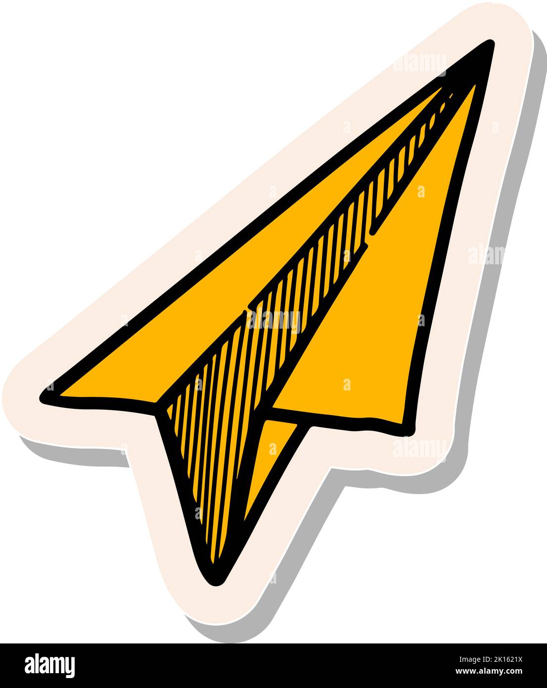 Hand drawn paper plane icon in sticker style vector illustration Stock ...
