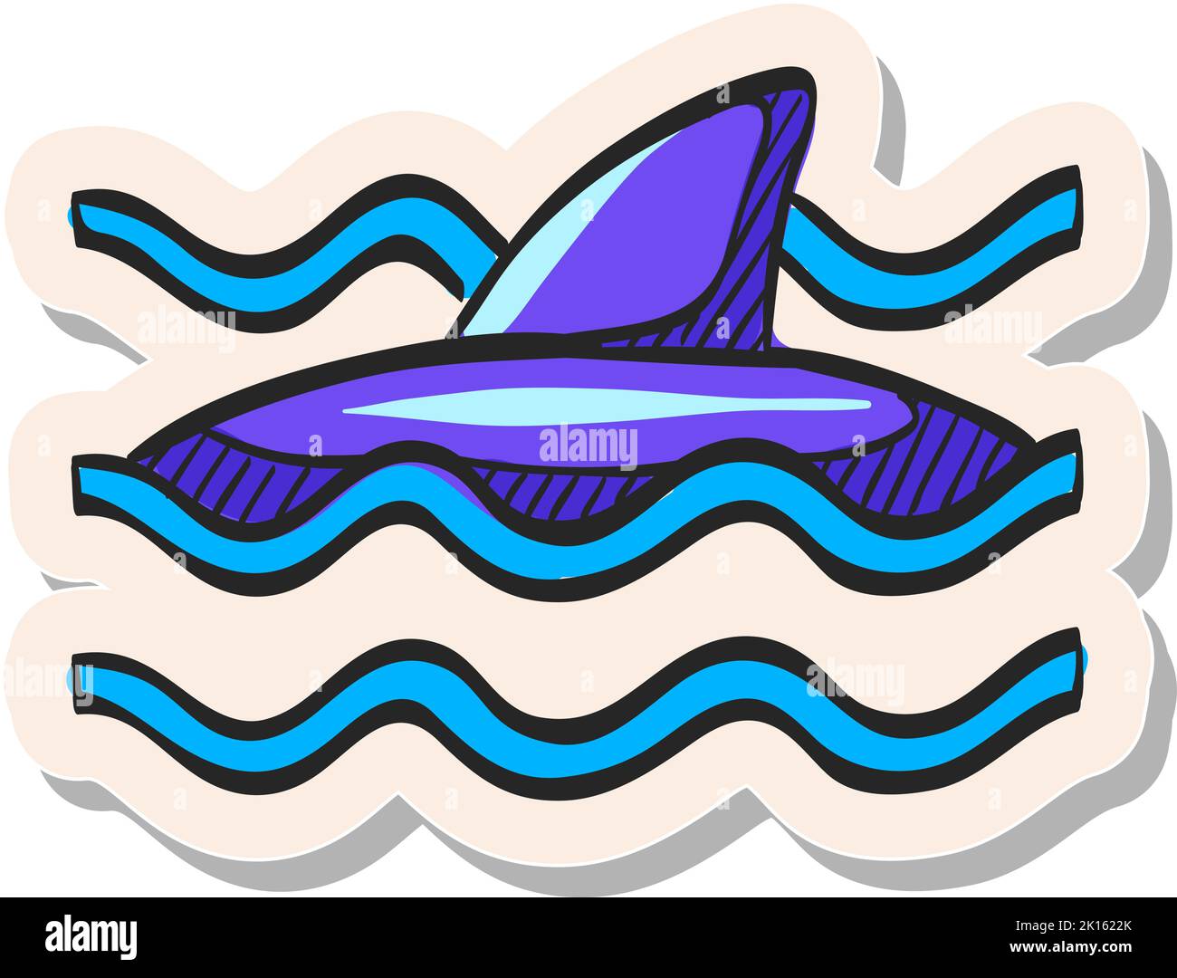 Hand drawn Shark icon in sticker style vector illustration Stock Vector ...