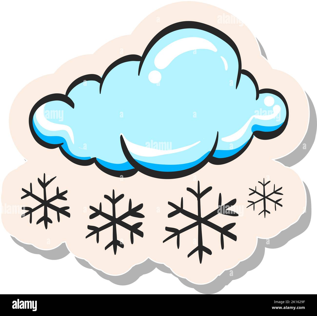 Hand drawn Weather overcast snowing icon in sticker style vector ...