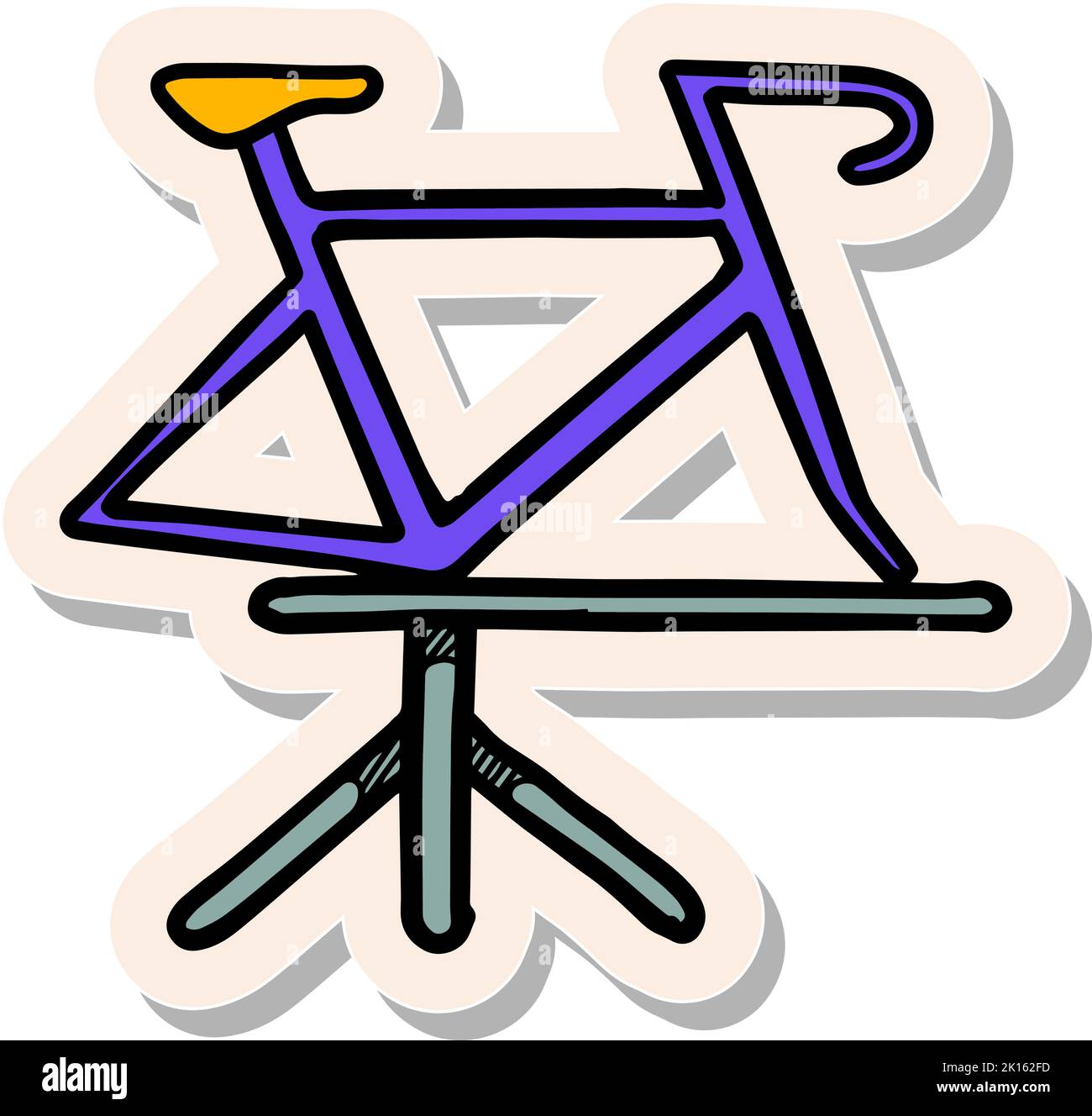 Hand drawn bicycle stand icon in sticker style vector illustration ...