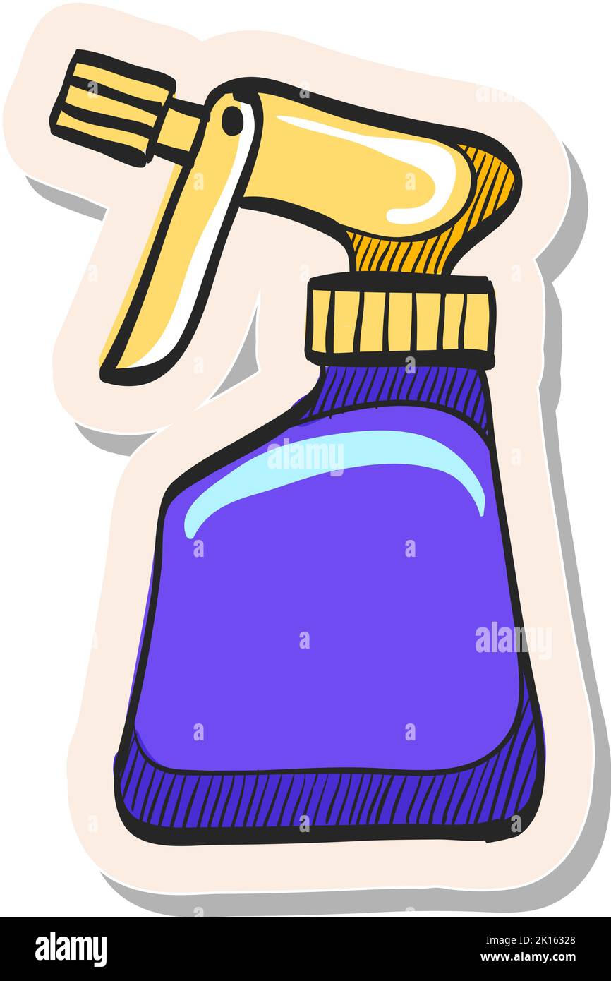 Hand drawn Sprayer bottle icon in sticker style vector illustration ...