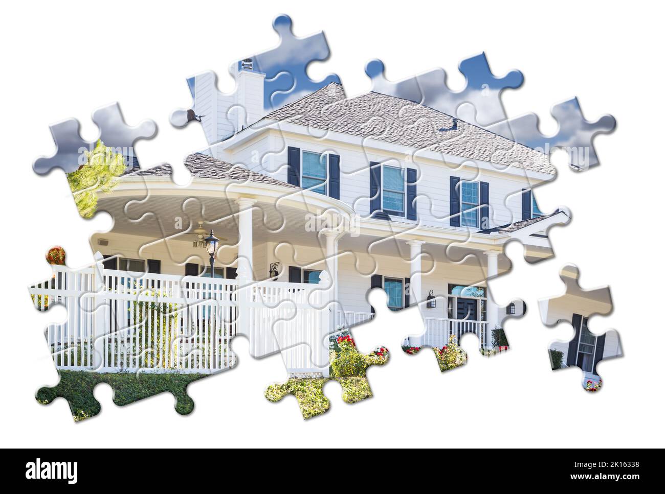 New Home Within Puzzle Pieces Isolated on White Stock Photo - Alamy