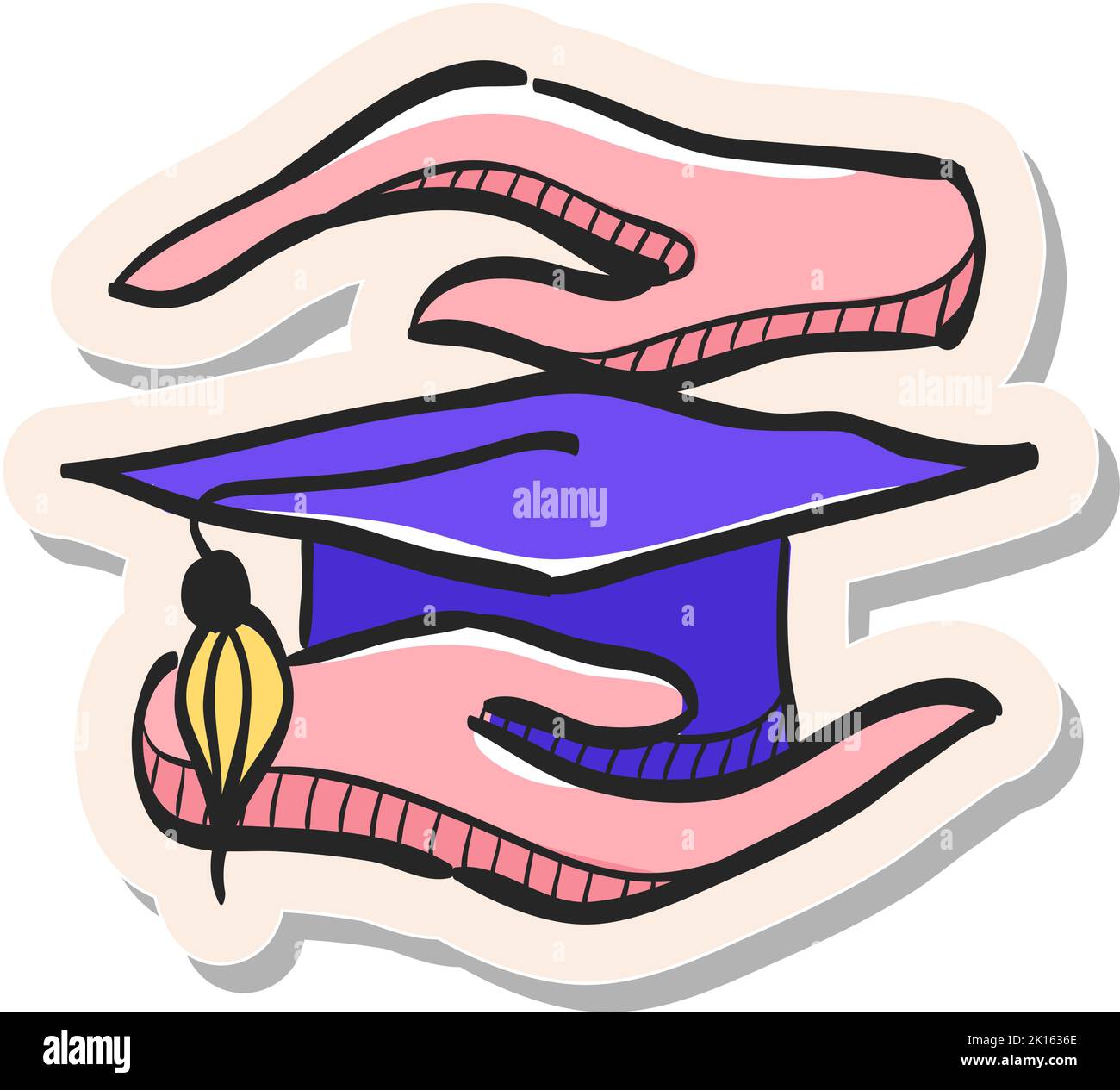 Hand drawn Hand holding diploma icon in sticker style vector ...