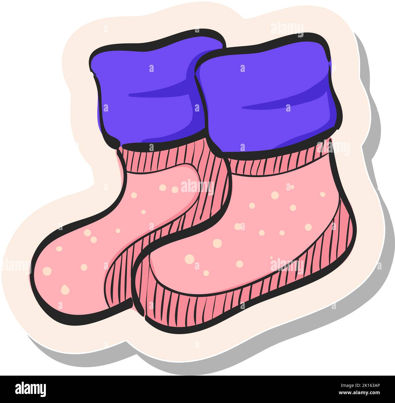 Hand drawn Winter sock icon in doodle sketch lines vector illustration ...