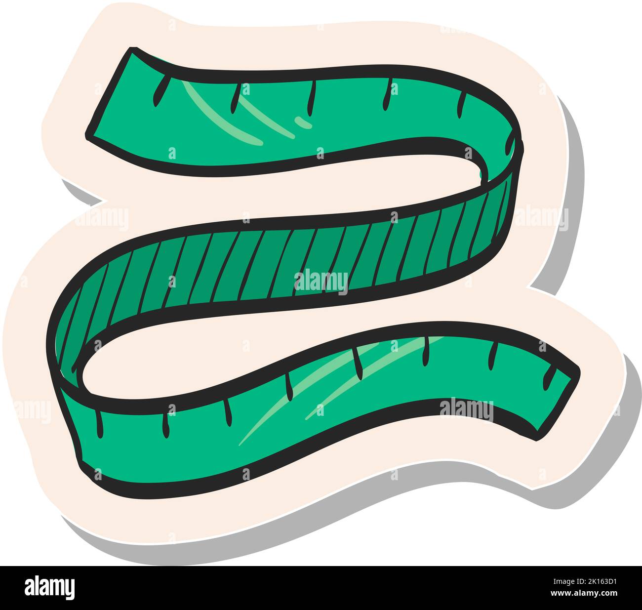 Hand drawn Measuring tape icon in sticker style vector illustration ...