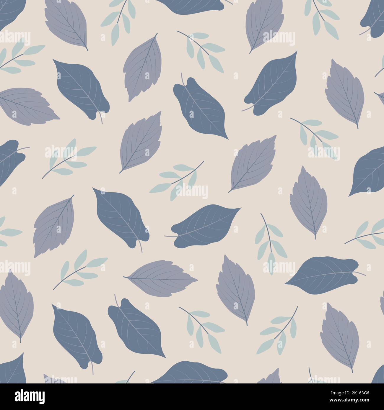 Elegant trendy floral seamless pattern design of branches and leaves. Foliage repeat texture background for textile and printing Stock Vector