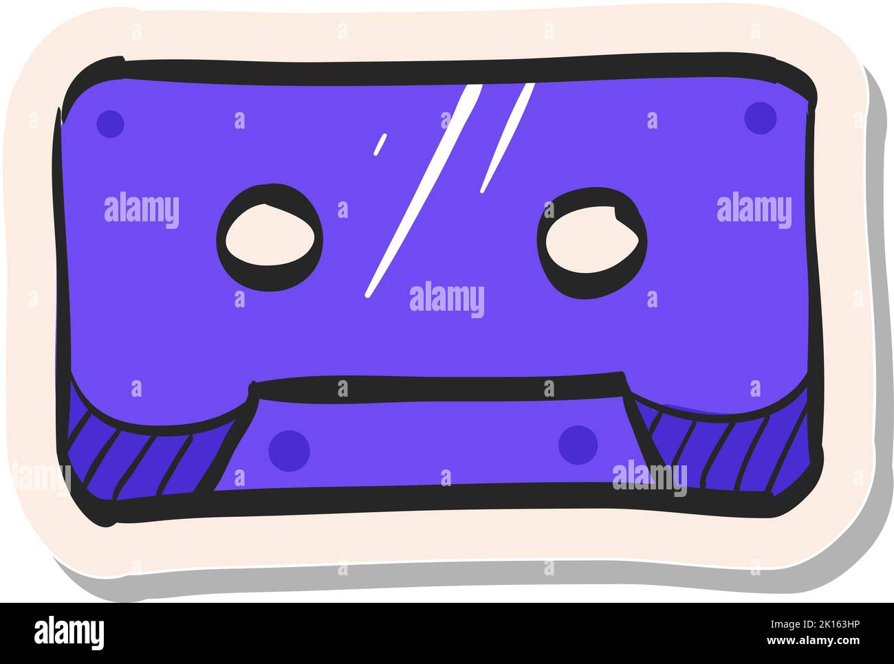 Hand drawn Tape cassette icon in sticker style vector illustration ...