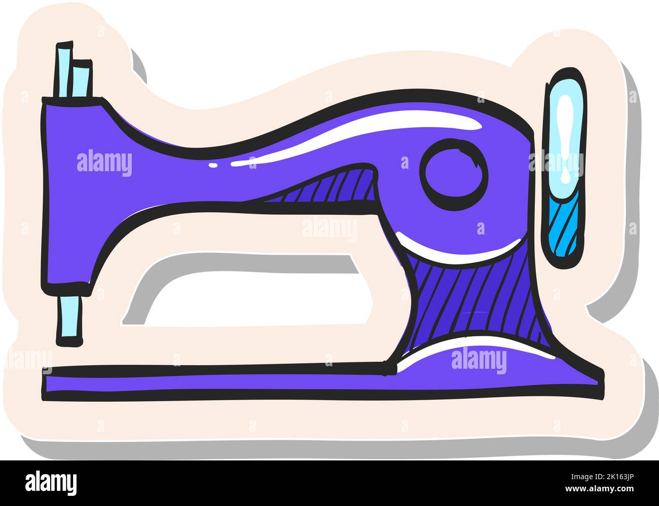 Hand drawn Vintage sewing machine icon in sticker style vector ...