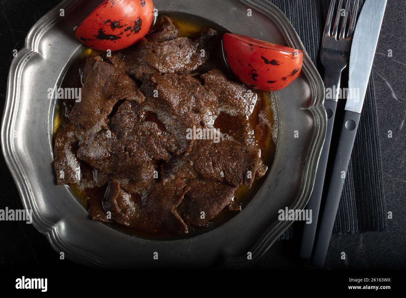 Shawarma Beef Turkish traditional doner kebap on plate  Stock Photo