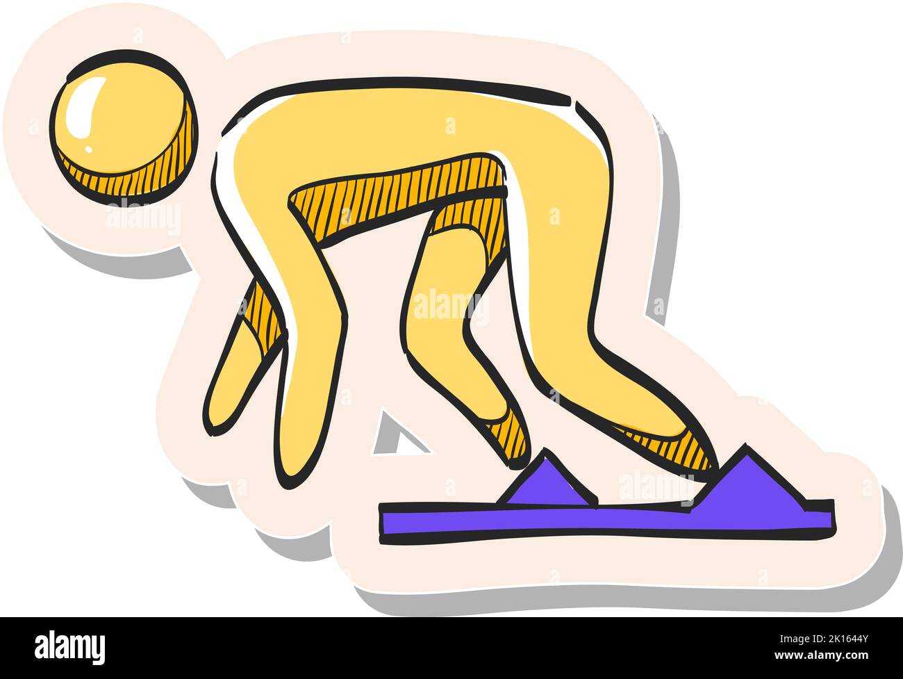 Hand drawn Starting block icon in sticker style vector illustration