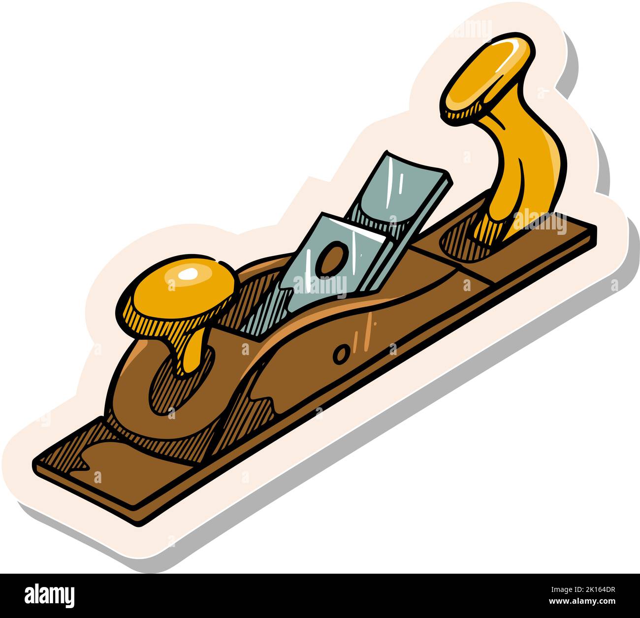 Hand drawn hand planer icon in sticker style vector illustration Stock